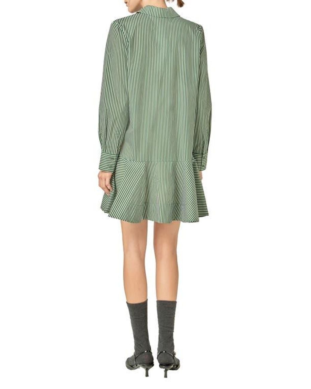 English Factory Stripe Ruffle Hem Long Sleeve Shirtdress in Green | Lyst English Factory Stripe Ruffle Hem Long Sleeve Shirtdress in Green | Lyst