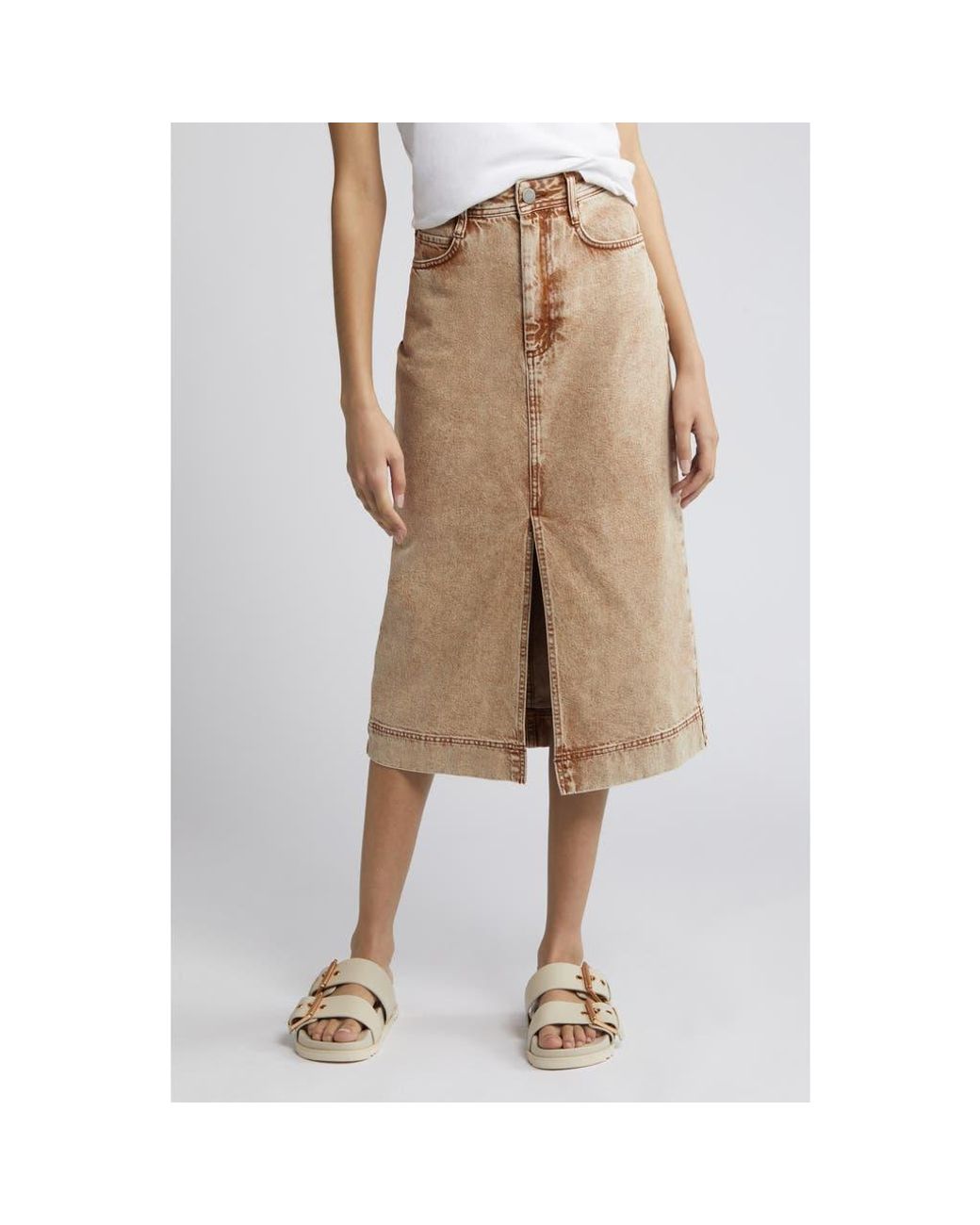 Treasure Bond Denim Midi Skirt in Natural Lyst