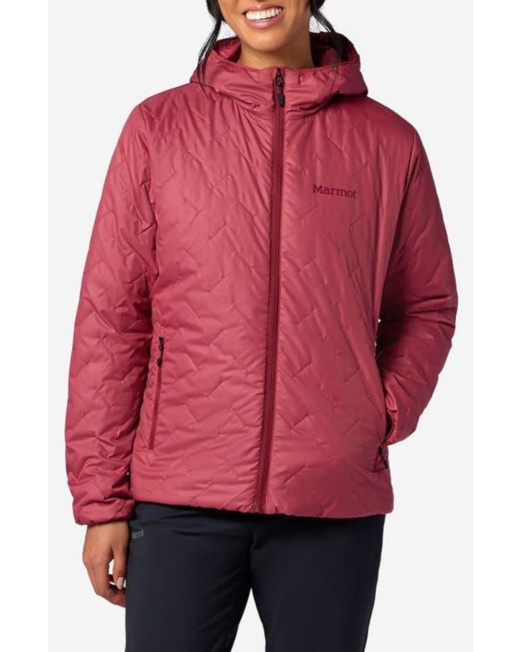 Marmot Monoquilt Hooded Jacket in Red | Lyst