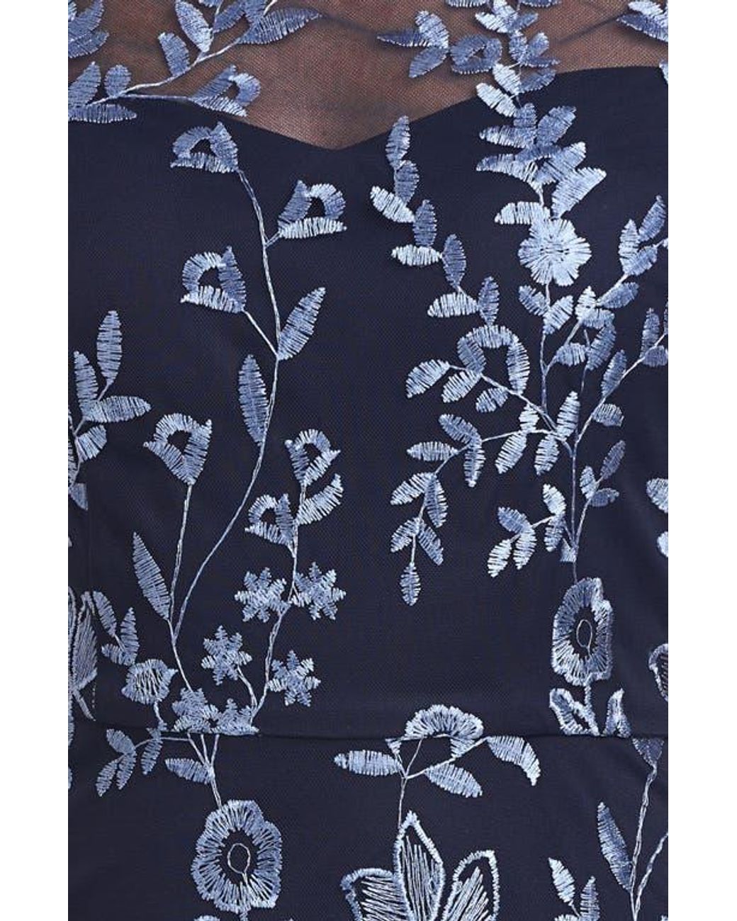 chinese dress ladies Blue Bustier Embroidered Floral A-Line Dress main image 1