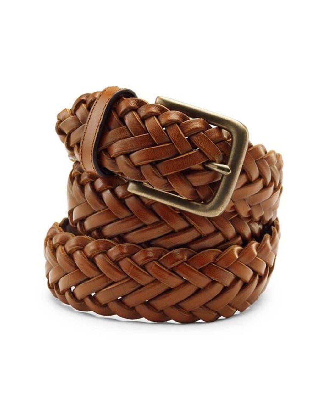 Lands' End Brown Leather Braid Belt for men