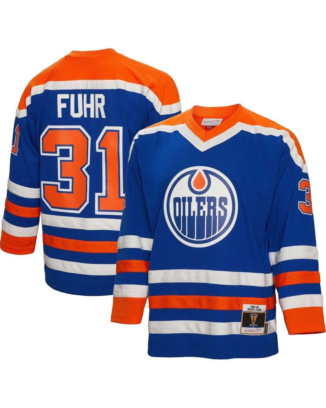 Mitchell & Ness Grant Fuhr Royal Edmonton Oilers 1986 Blue Line Player