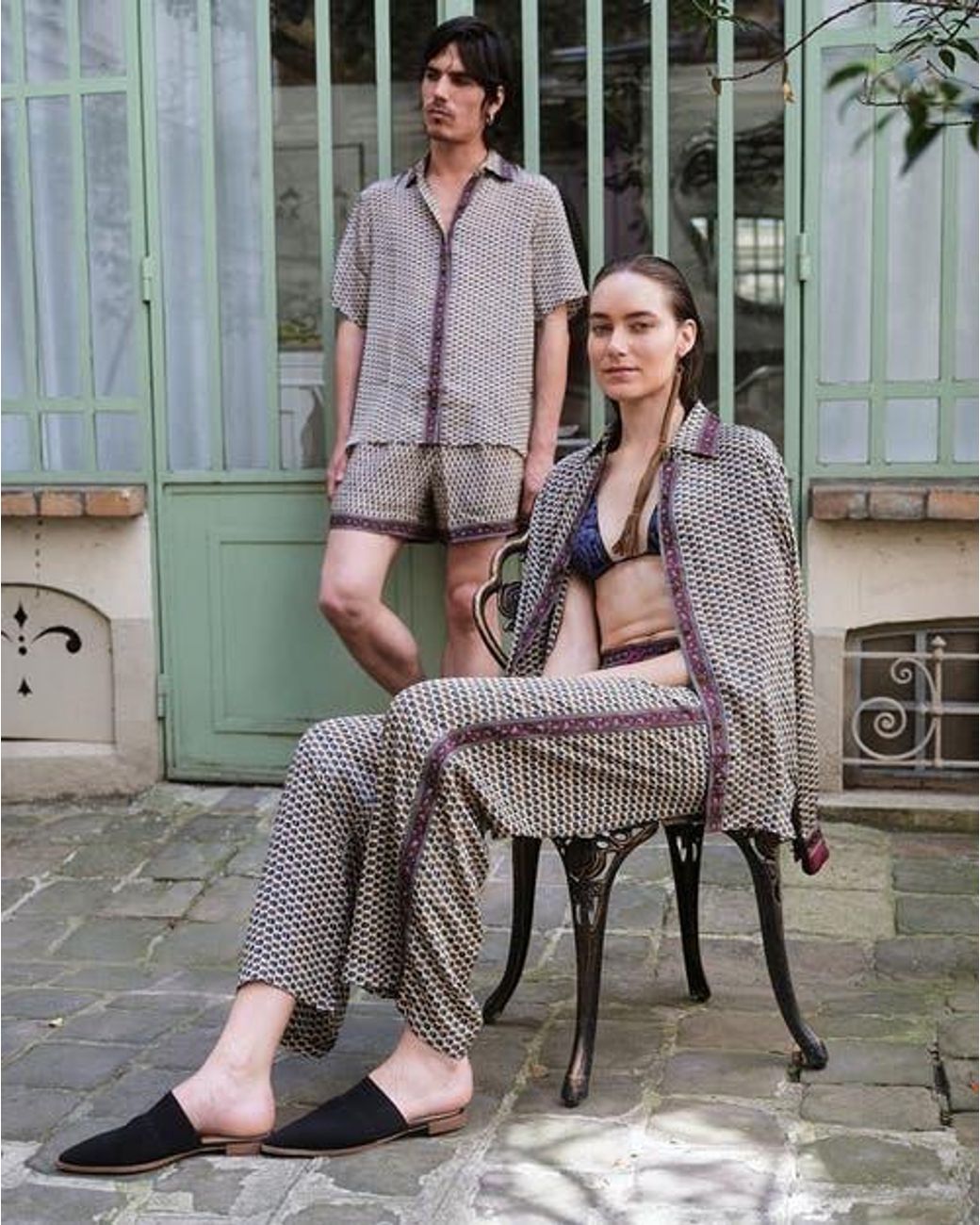 Monzlapur Brown Embossed Botanical Crepe Pant