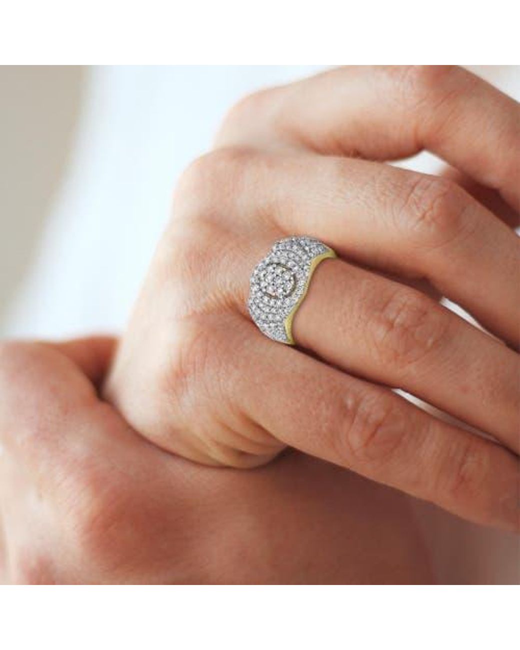 LuvMyJewelry Spotlight Diamond Statement Ring in Metallic | Lyst