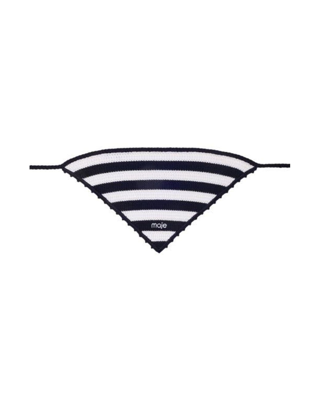 Maje Blue Striped Knit Triangle