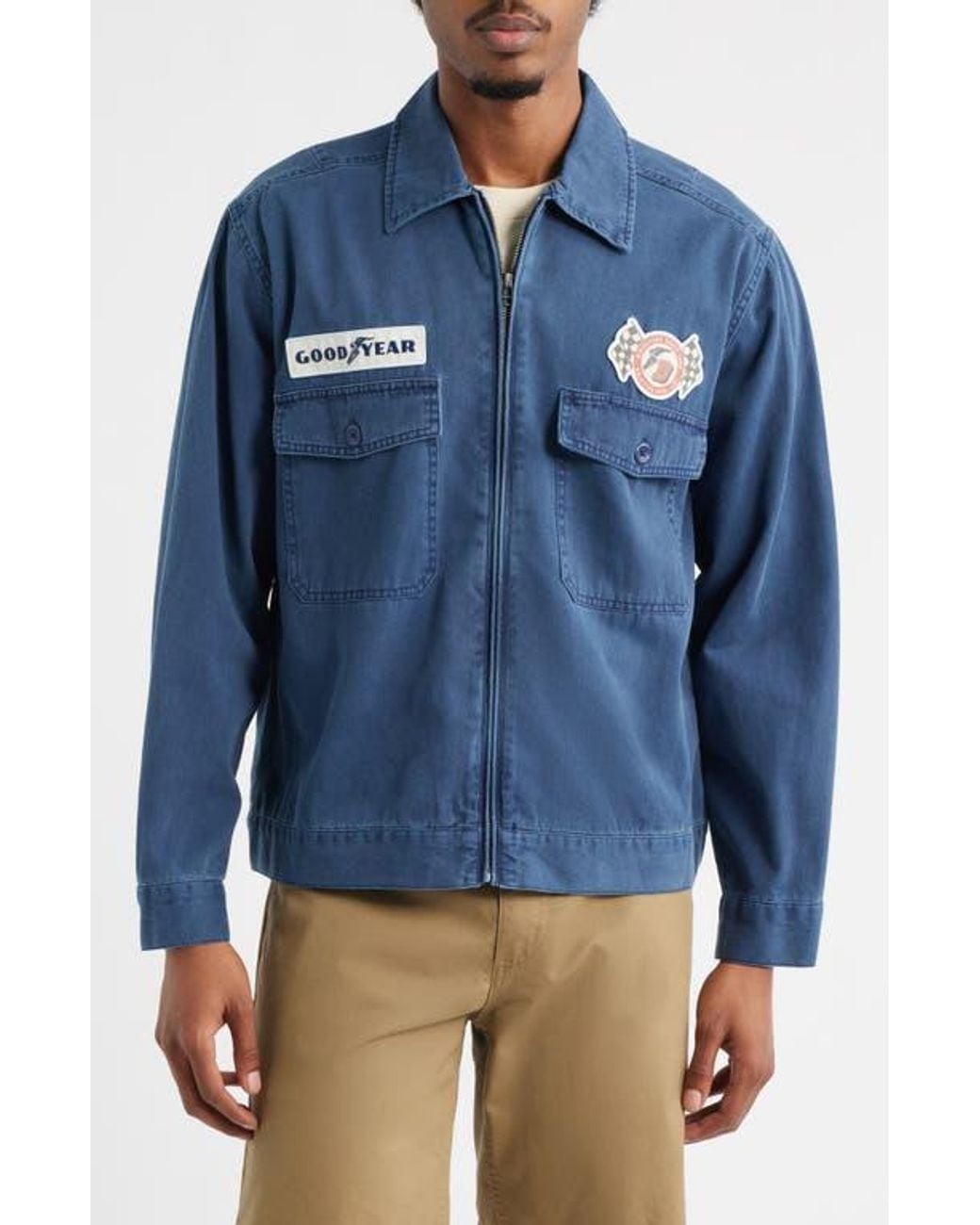 Brixton X Goodyear Patch Jacket in Blue for Men | Lyst
