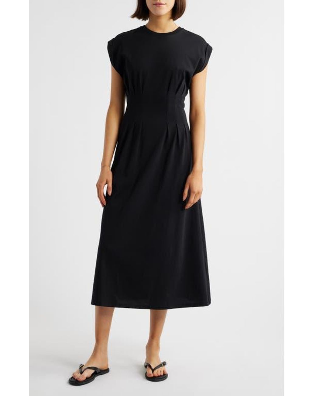 FRAME The Jersey Organic Cotton A-Line Dress in Black | Lyst
