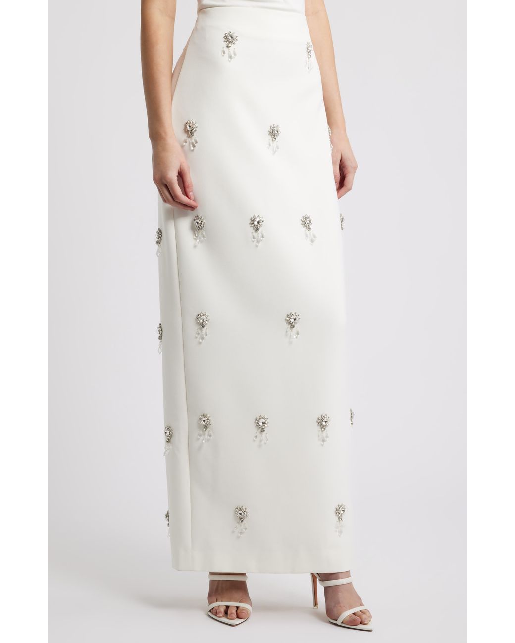 Odd Muse The Ultimate Muse Crystal Maxi Skirt in White | Lyst