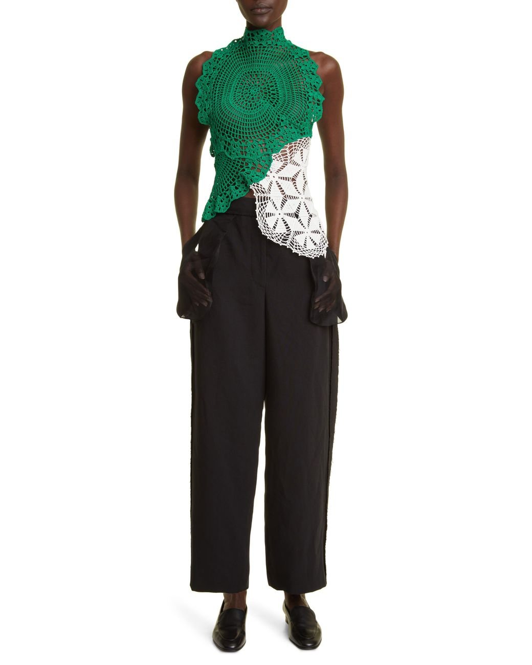 The Row Christa Asymmetric Crochet Top in Green Lyst