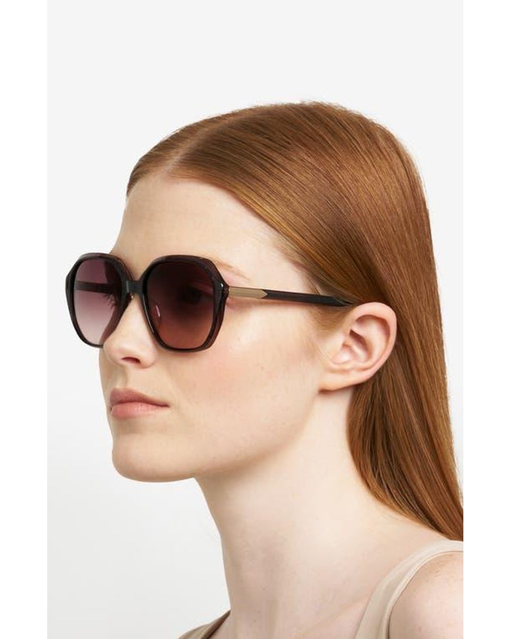 Fossil Brown 54Mm Gradient Rectangular Sunglasses