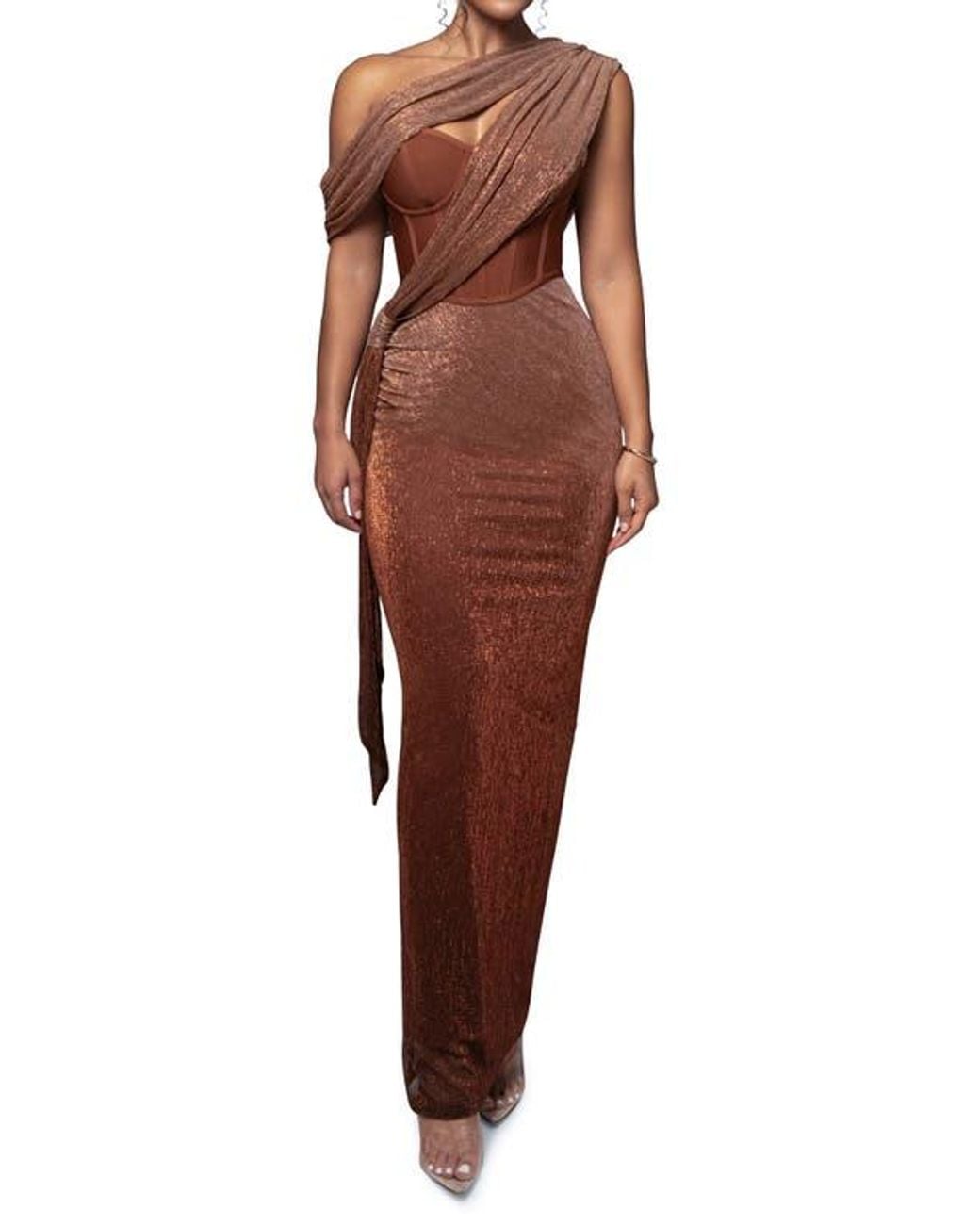 gold celestina draped maxi dress Jluxlabel Women's Celestina Draped Maxi Dress