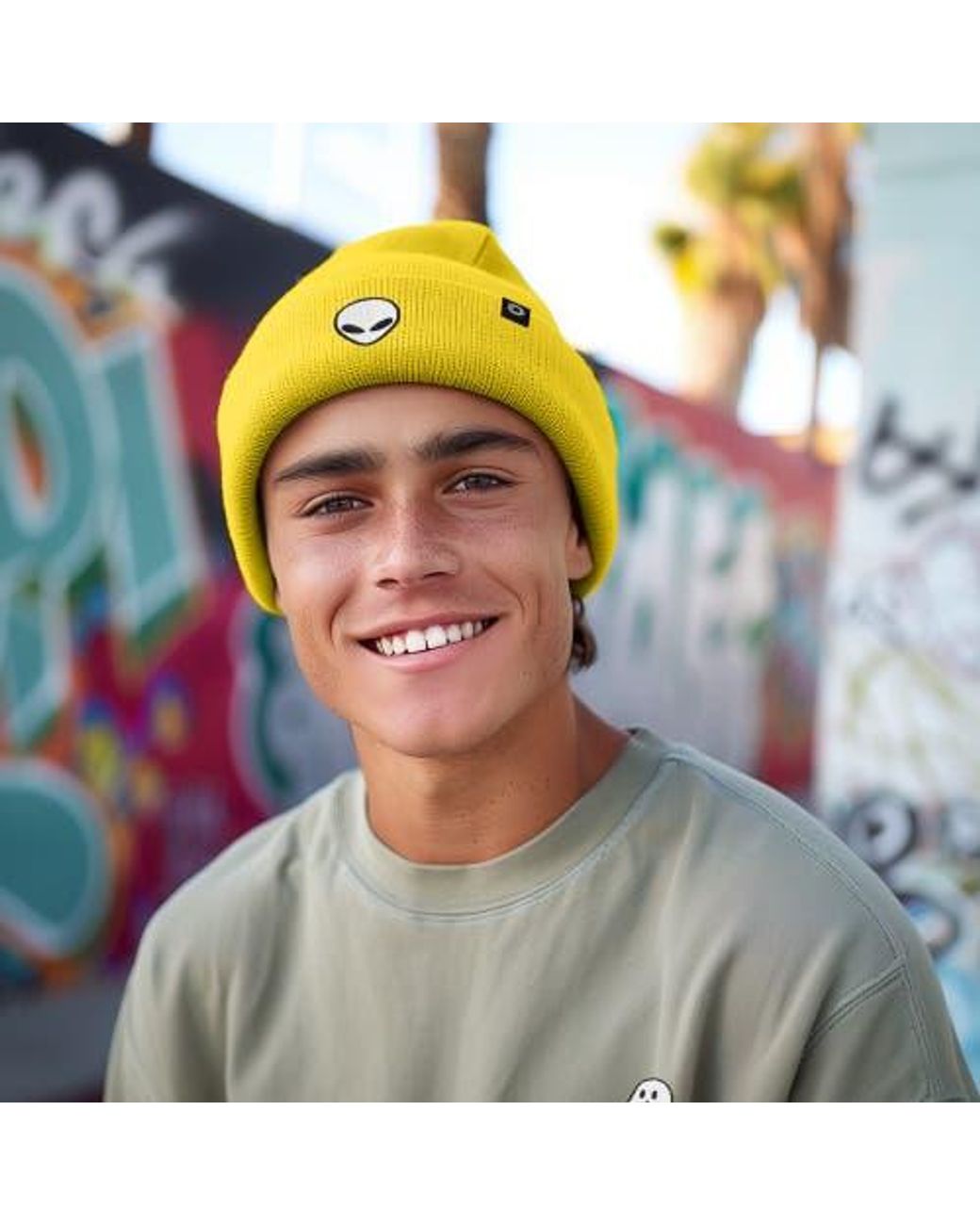 Alix Yellow Alien Beanie for men
