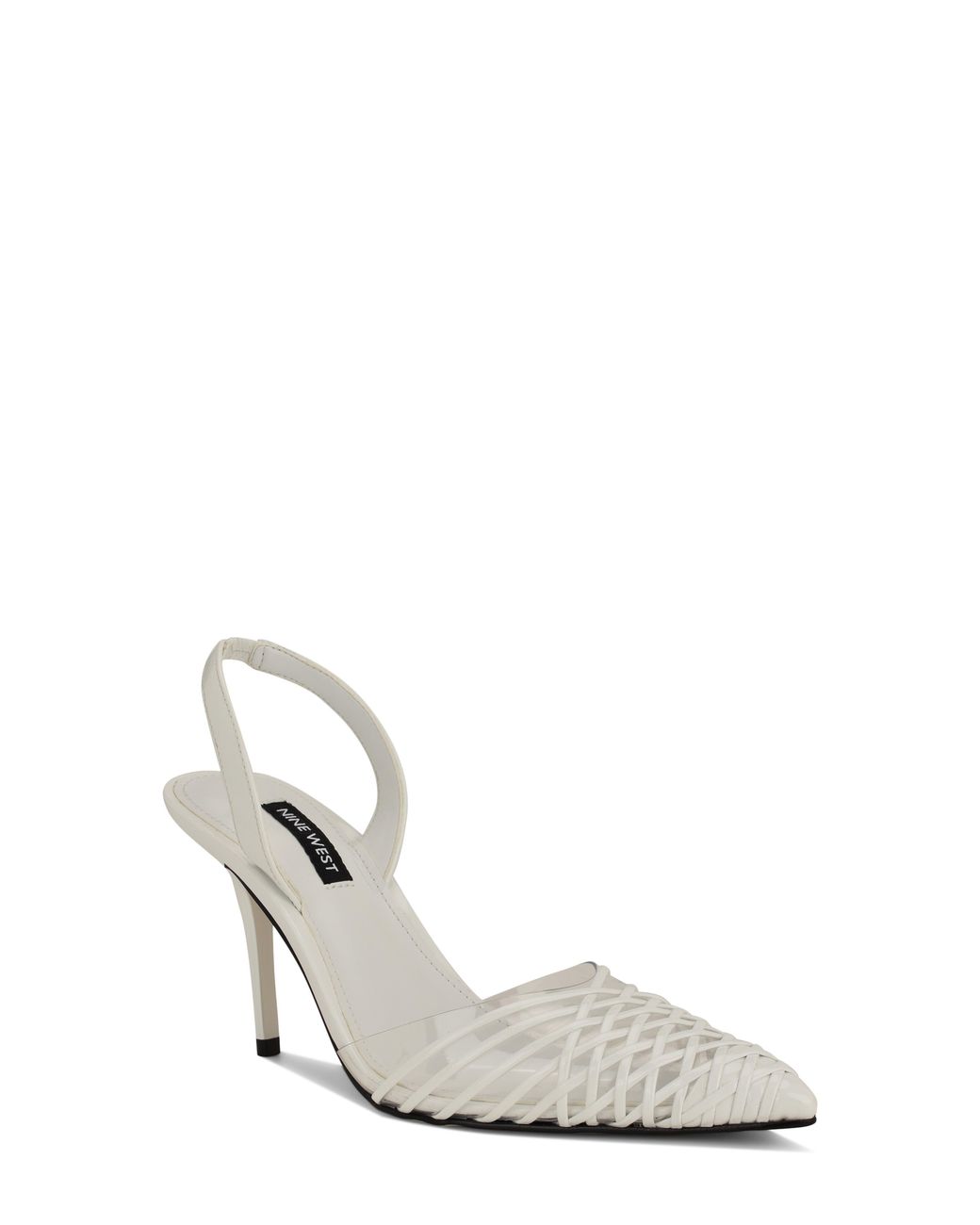 Nine West White Pemma Slingback Pointed Cap Toe Pump