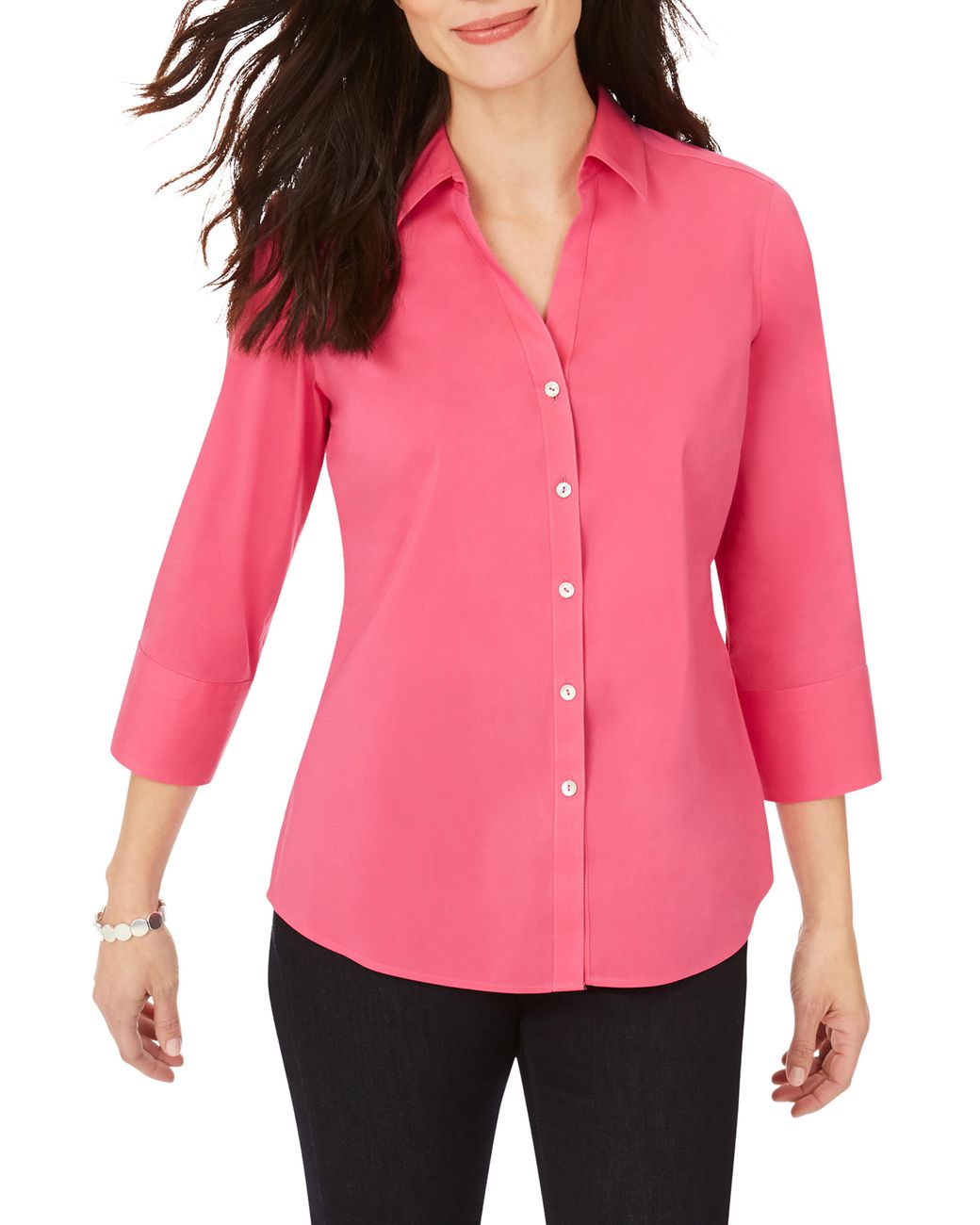 Foxcroft Cotton Mary Button-up Blouse in Pink - Lyst