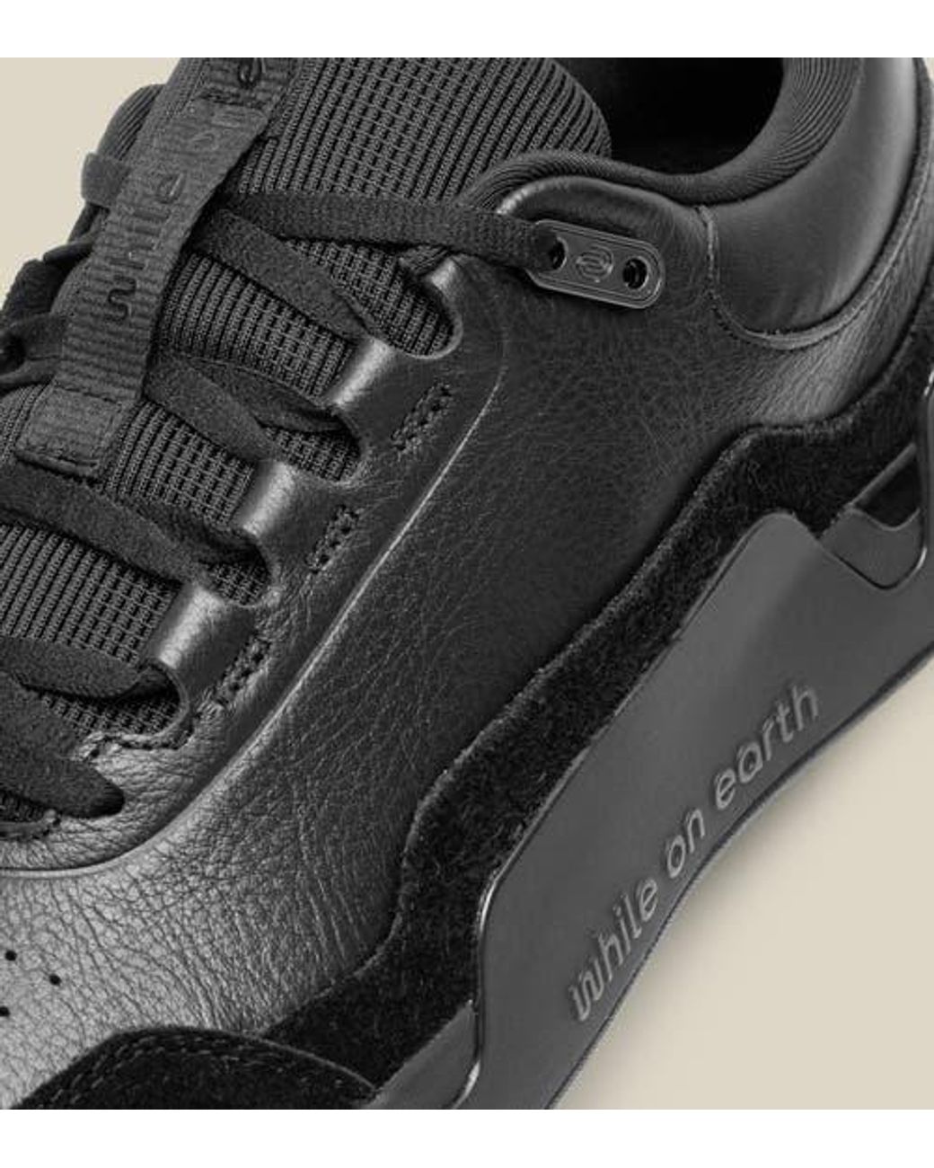 while on earth™ Black Leather Trainer for men