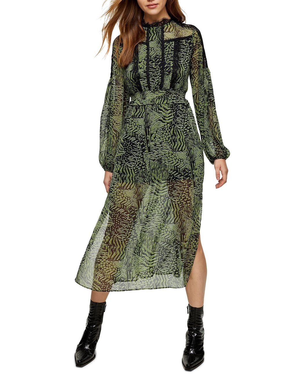 Topshop green snake print cheap dress