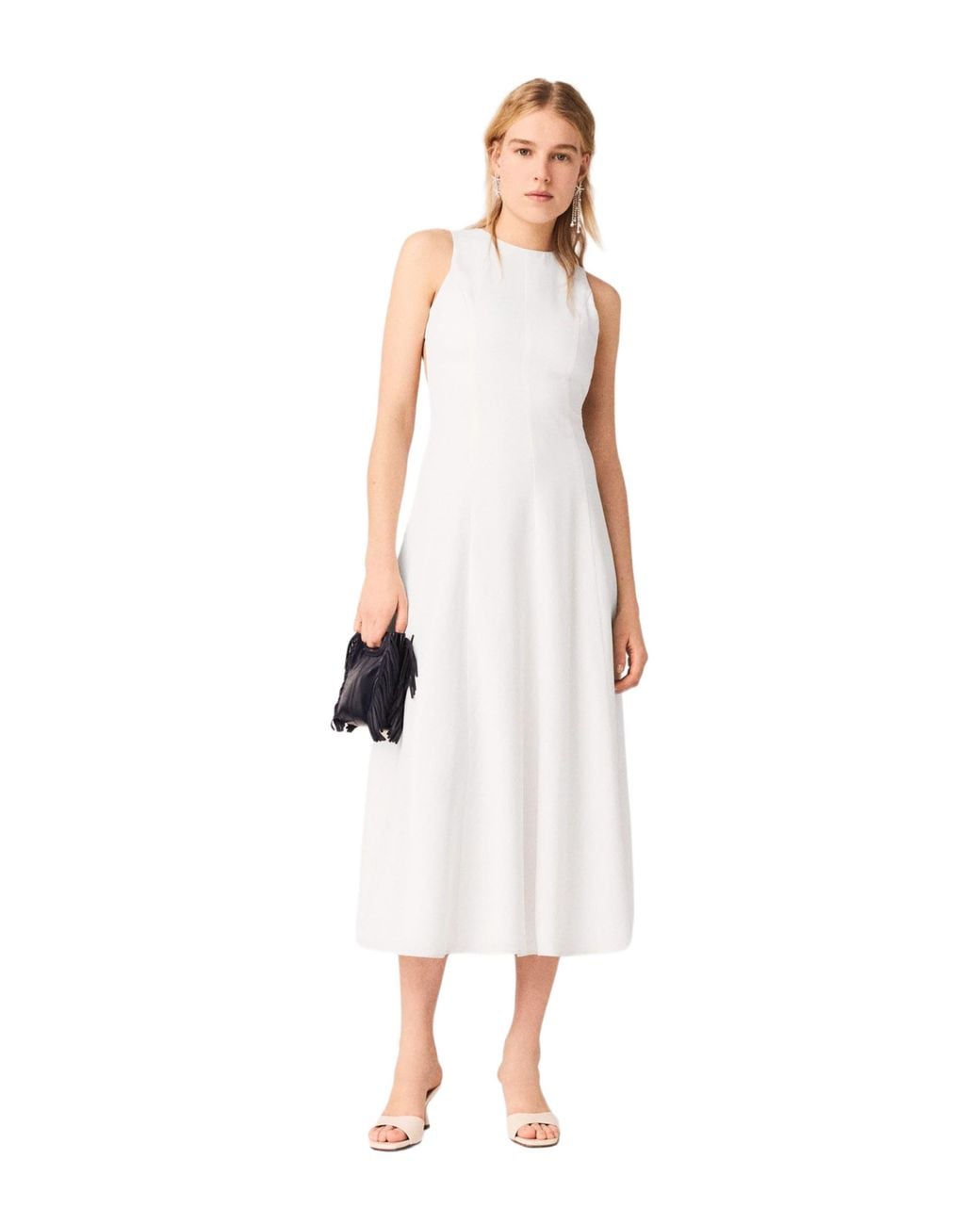 Maje White Backless Midi Dress