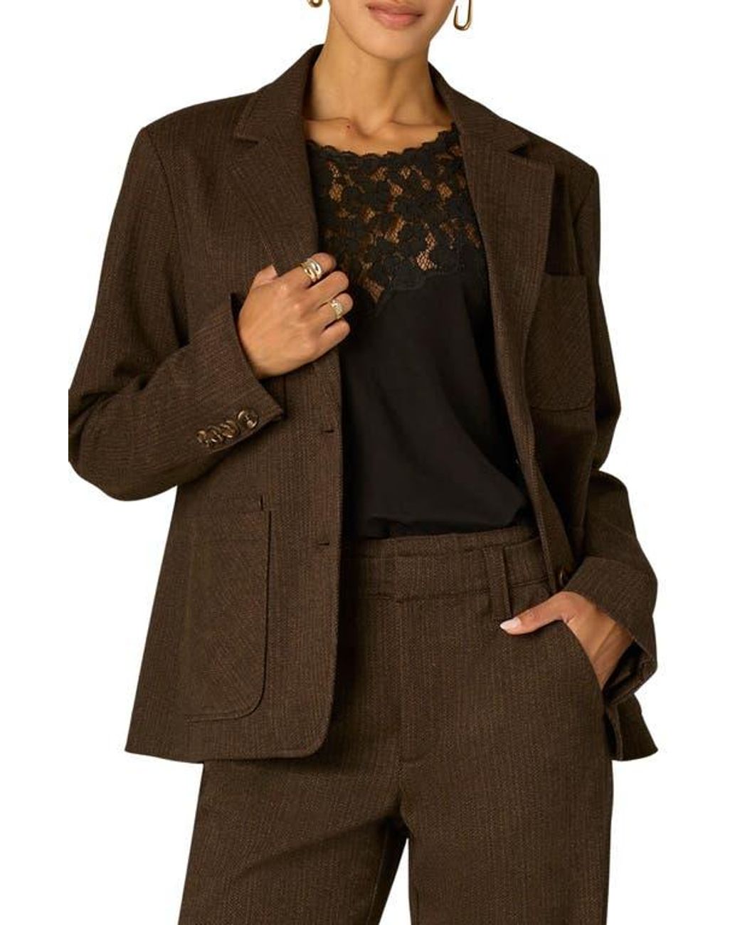 Wit & Wisdom Brown Single Breasted Blazer