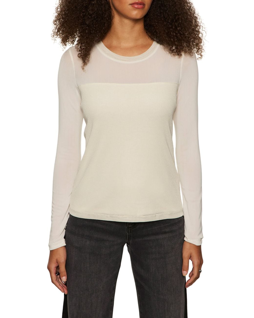 Sanctuary Natural Sparkle Mesh Tee