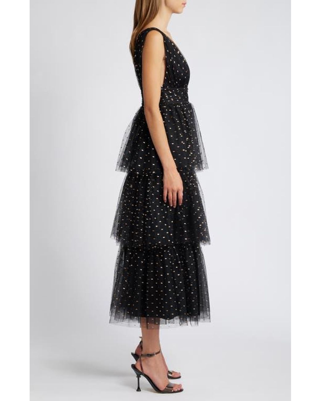 knee length dresses for ladies Cybil Pleated Tiered Midi Dress