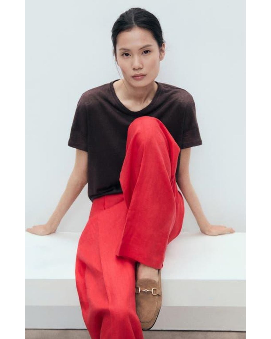 Mango Brown Moc Toe Loafer