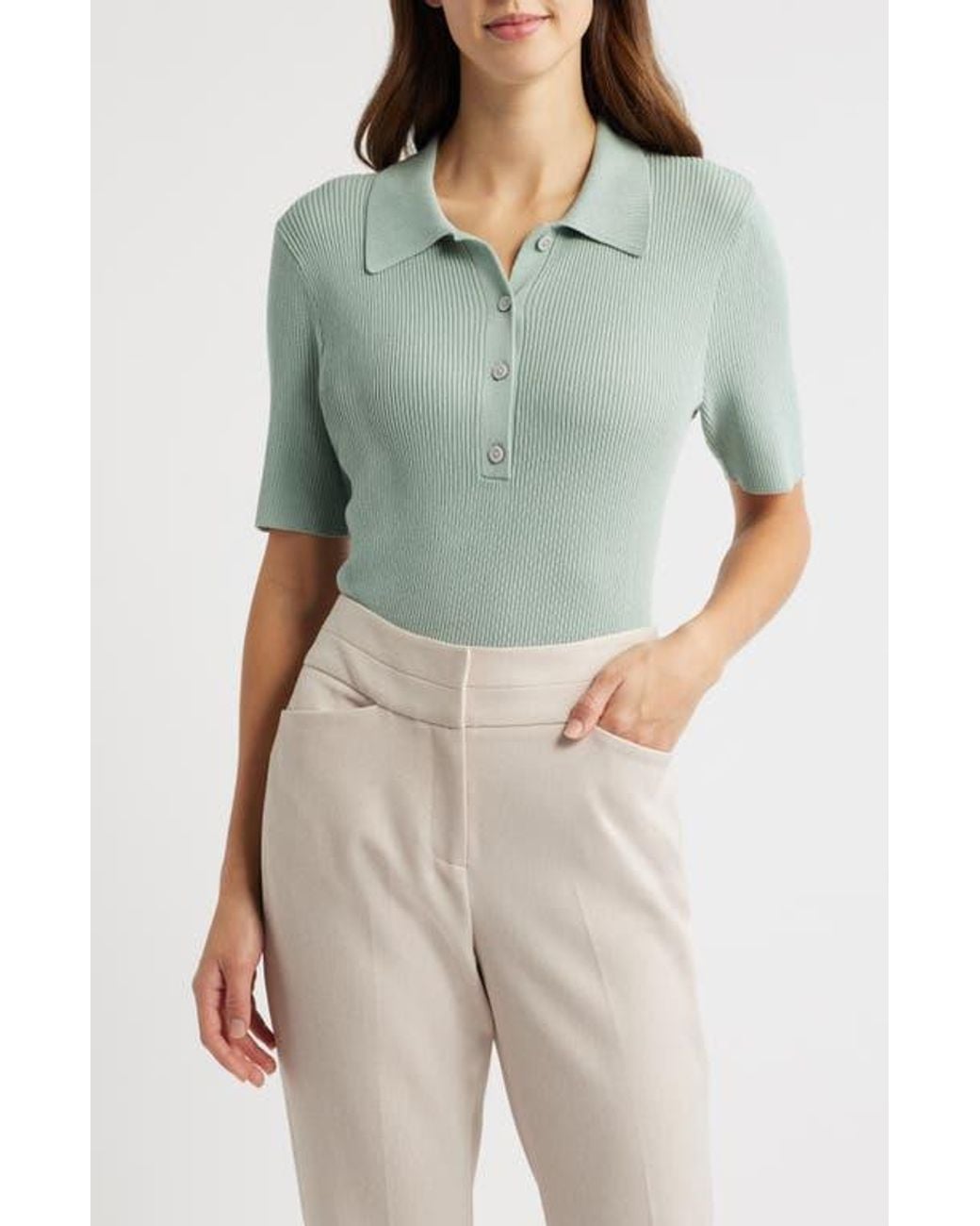 Tahari Green Rib Polo