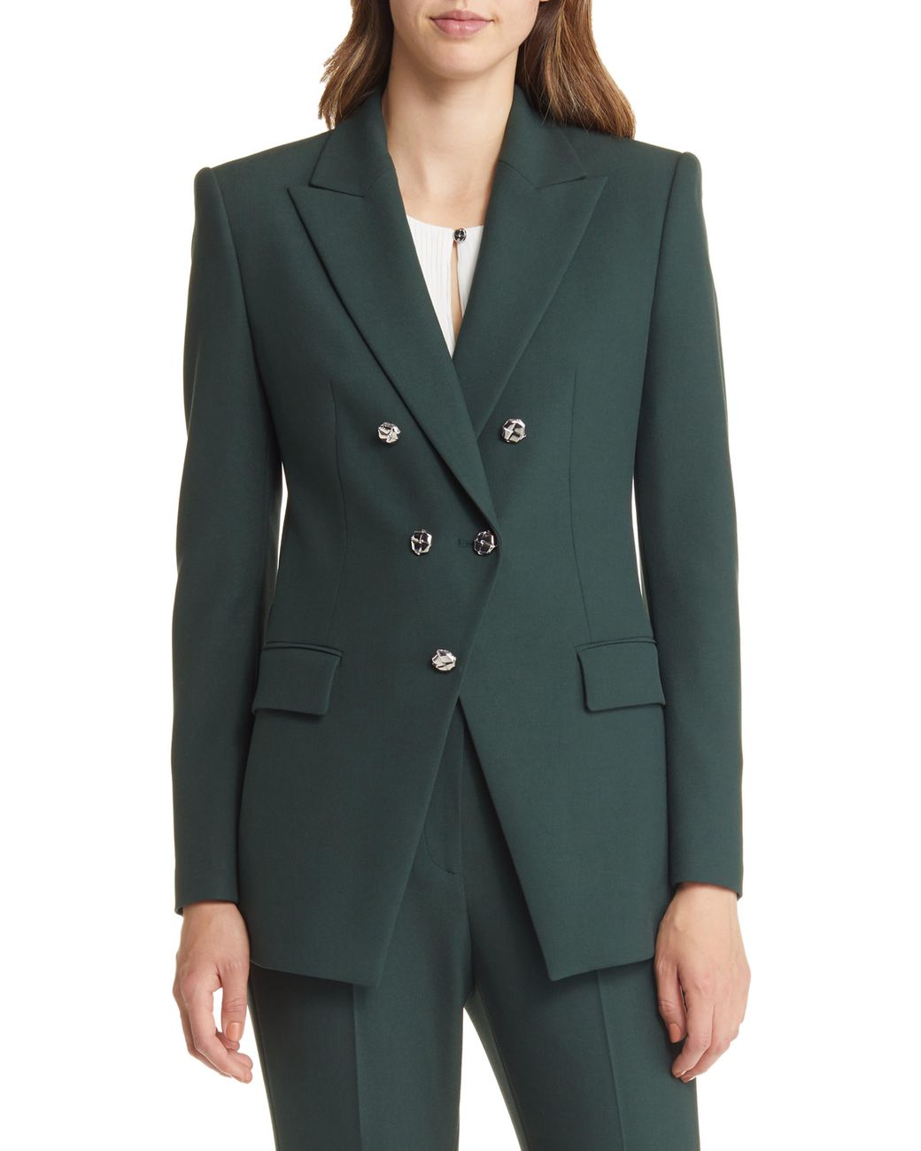 BOSS single-breasted interwoven blazer - Green