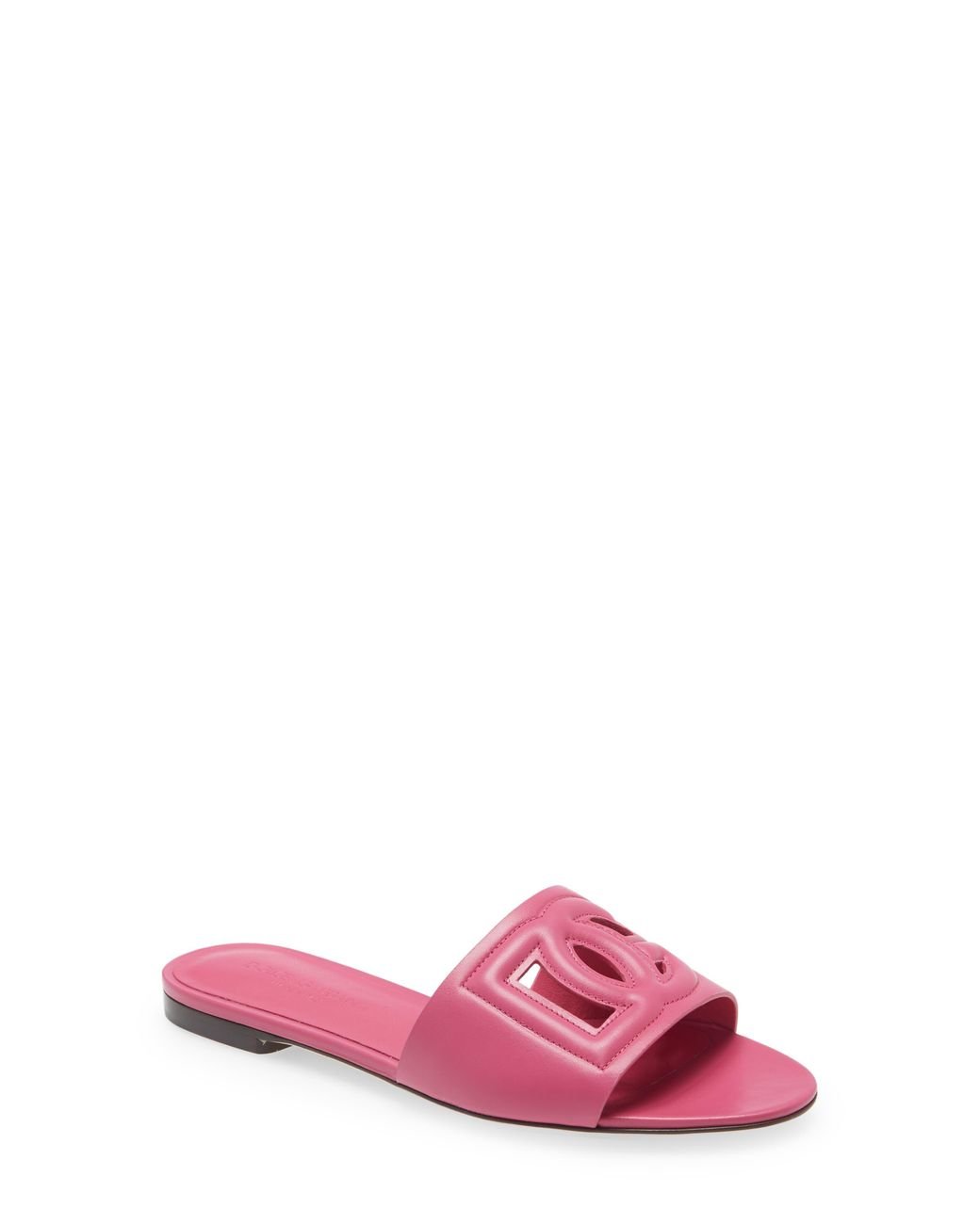 Dolce & Gabbana Bianca Interlock Slide Sandal in Pink | Lyst