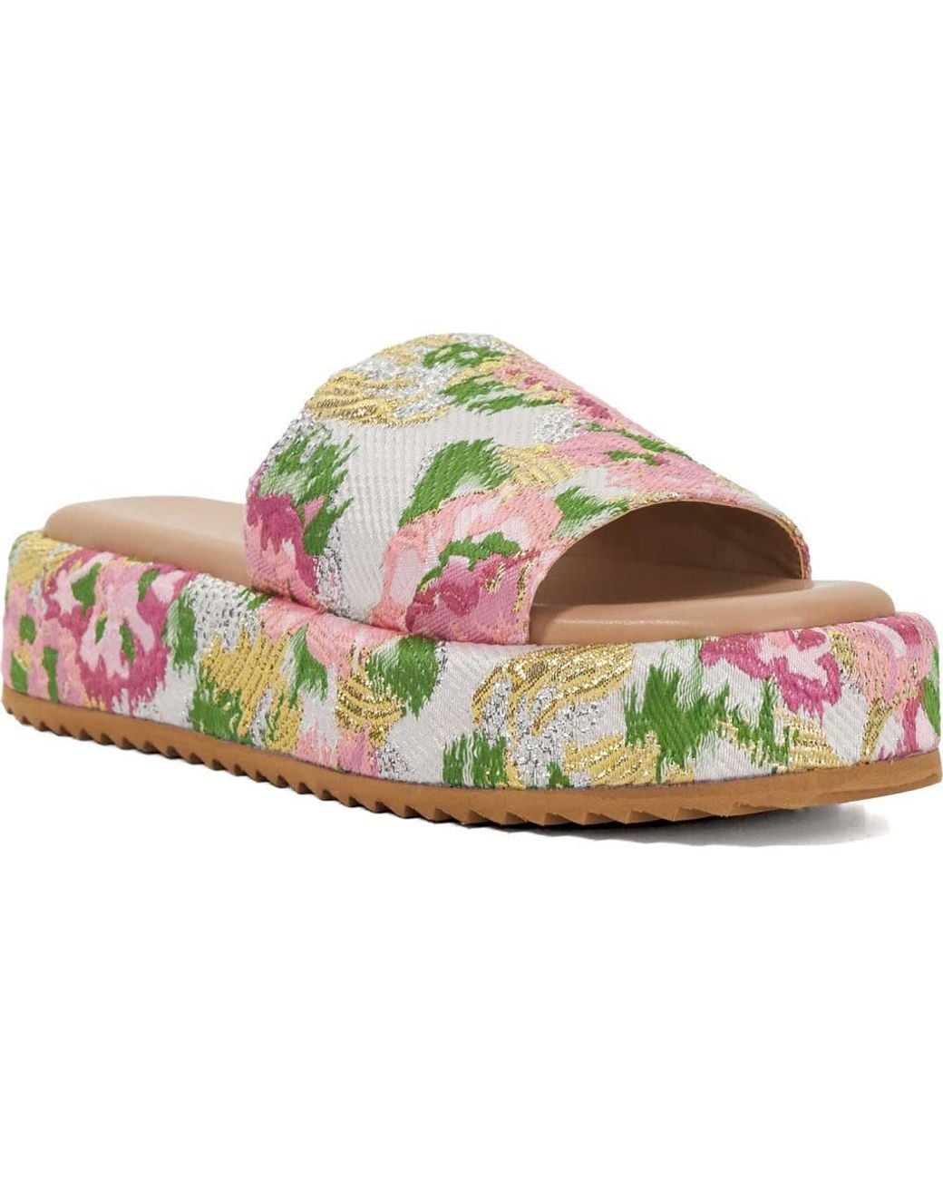 Dune Green Lanie Platform Slide Sandal