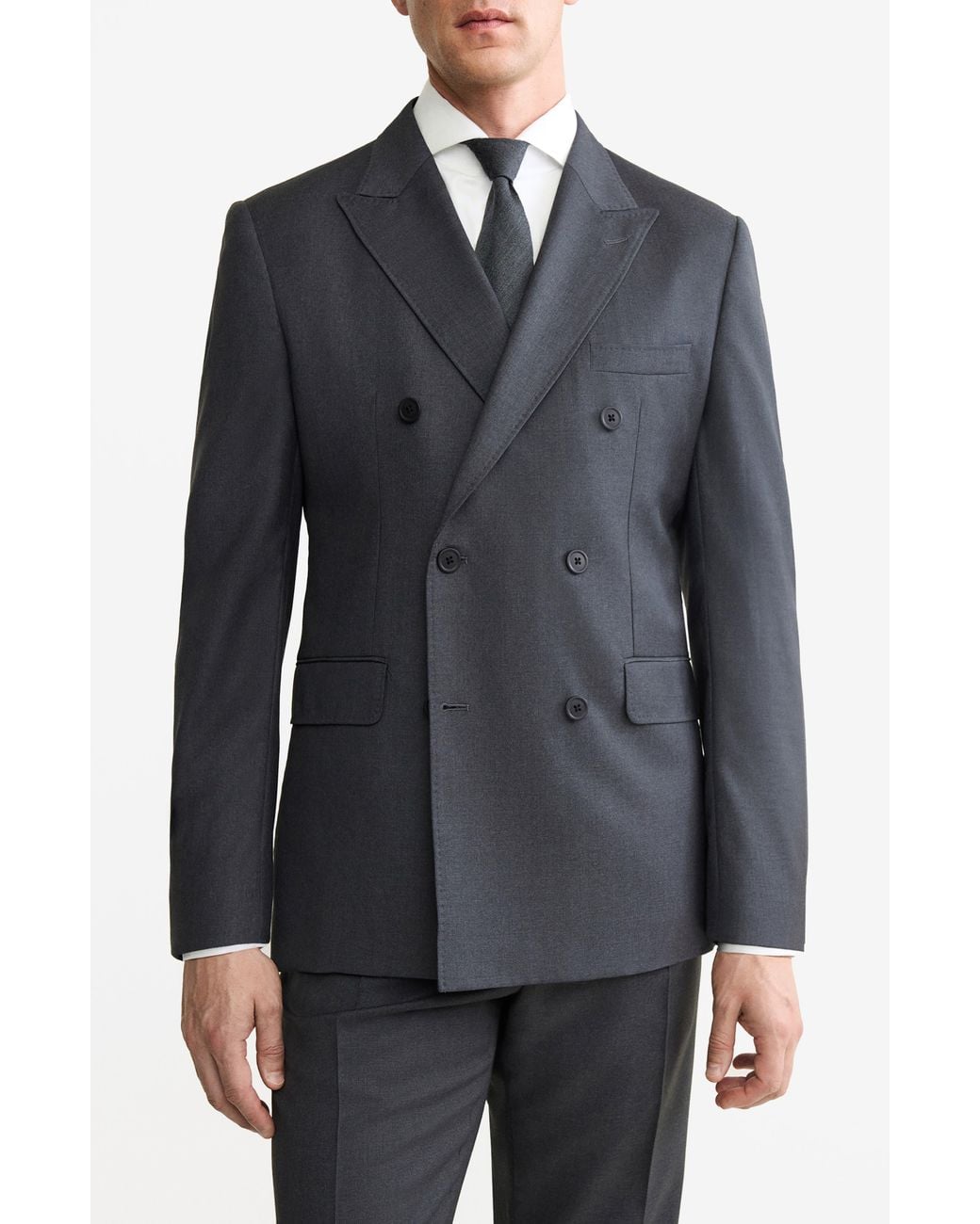 Mango Black Double Breasted Wool Jacket for men