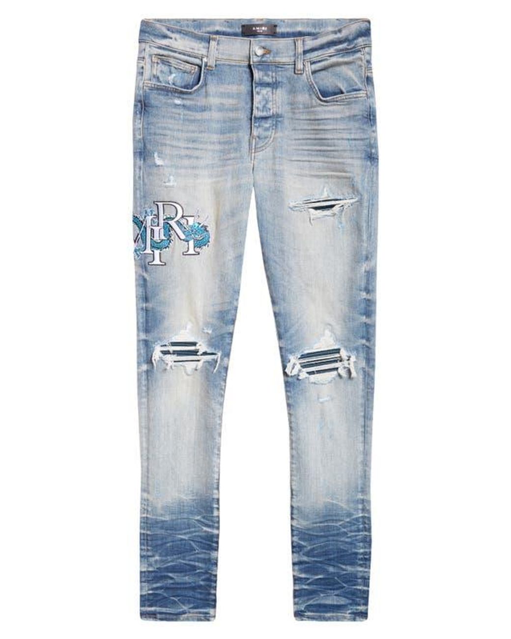 Amiri Mx1 Dragon Lunar New Year Ripped & Patched Jeans in Amiri Mx1 Dragon Lunar New Year Ripped & Patched Jeans in