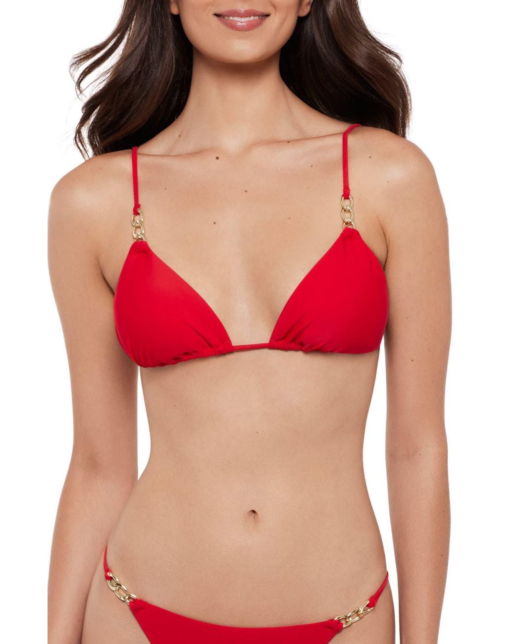 Steve Madden Red Chain Triangle Bikini Top
