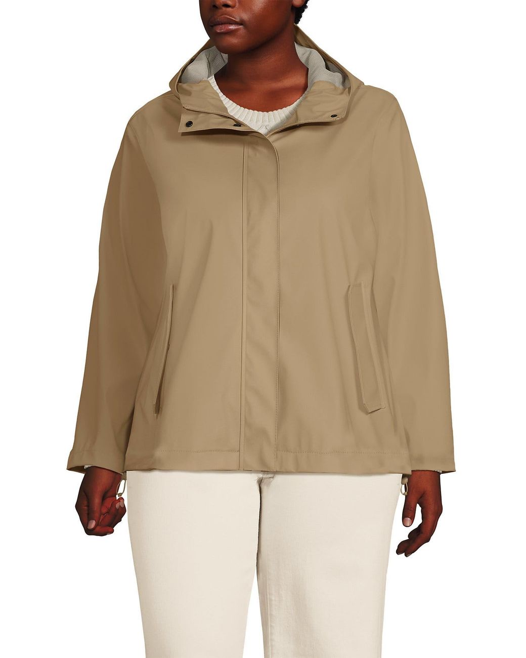 Lands' End Natural Squall Waterproof Rain Slicker Jacket