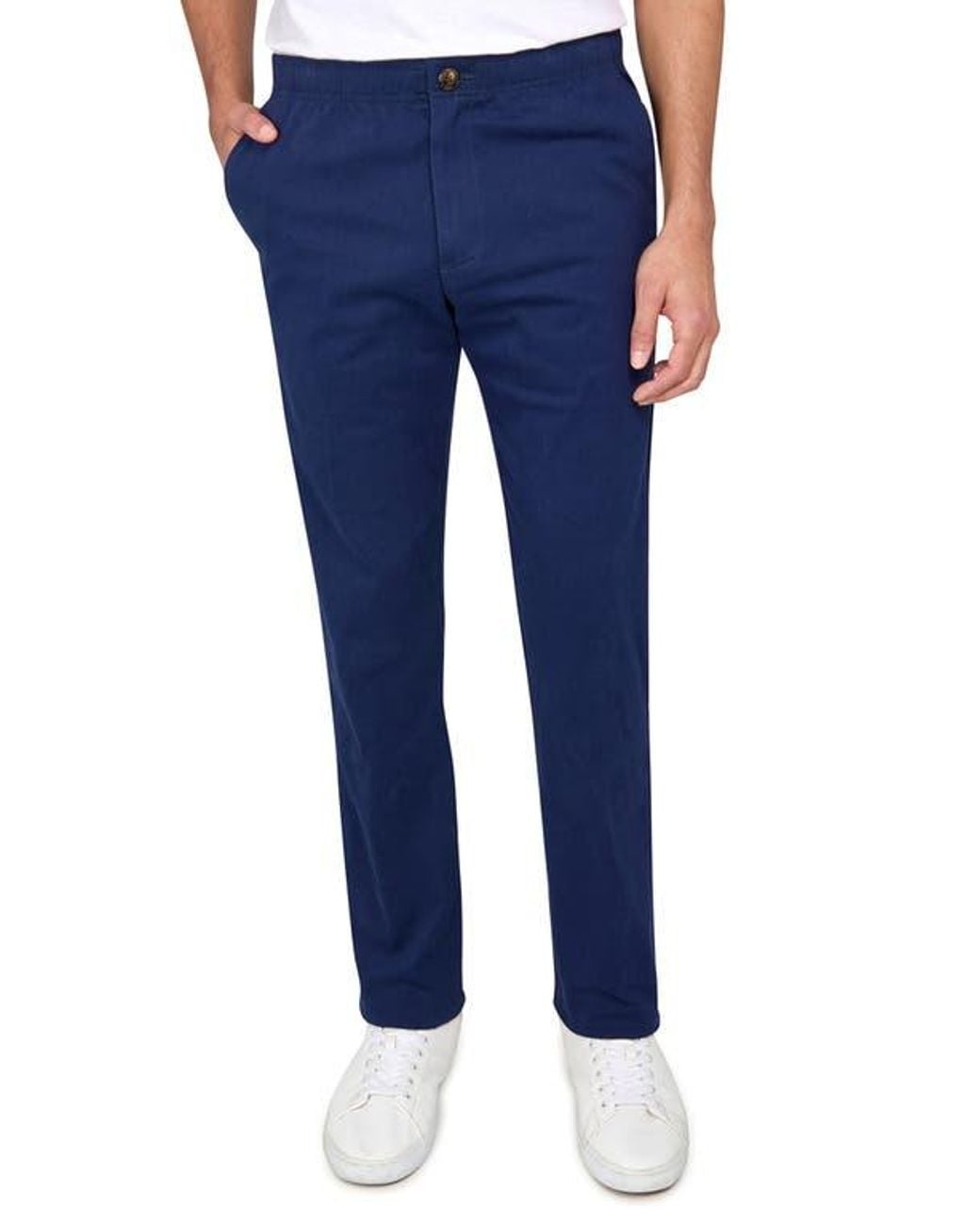 Con.struct Blue Slim Fit Solid Drawstring Pants for men