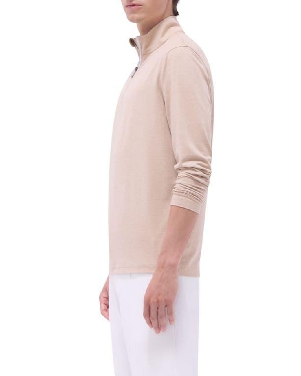 Bugatchi Pink Quarter Zip Performance Pullover for men