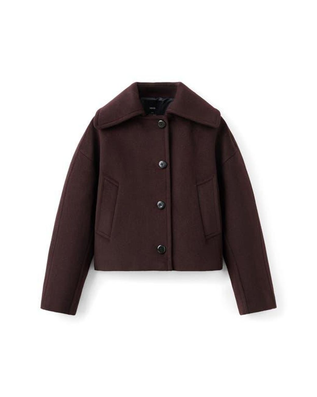 Mango Black Wool Blend Crop Jacket
