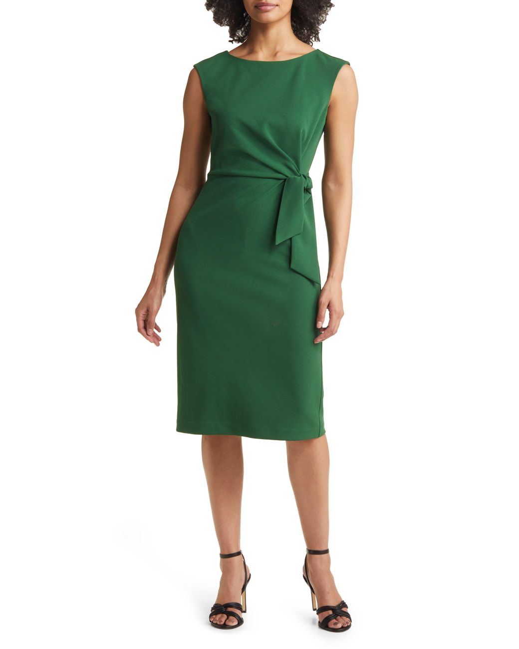 Tahari Cap Sleeve Side Tie Sheath Dress 
