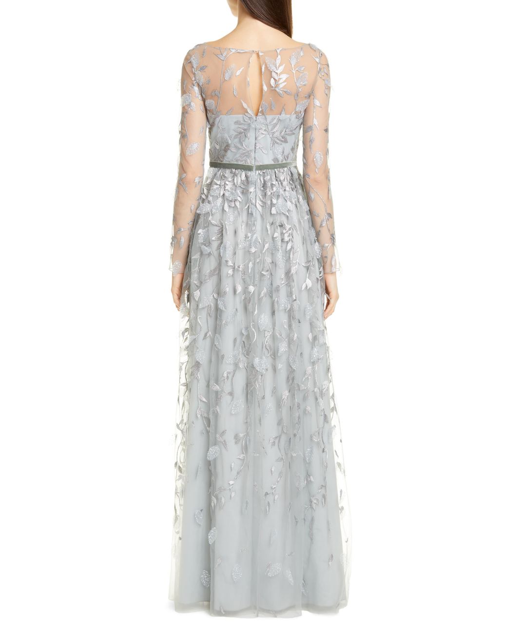 marchesa notte silver gown
