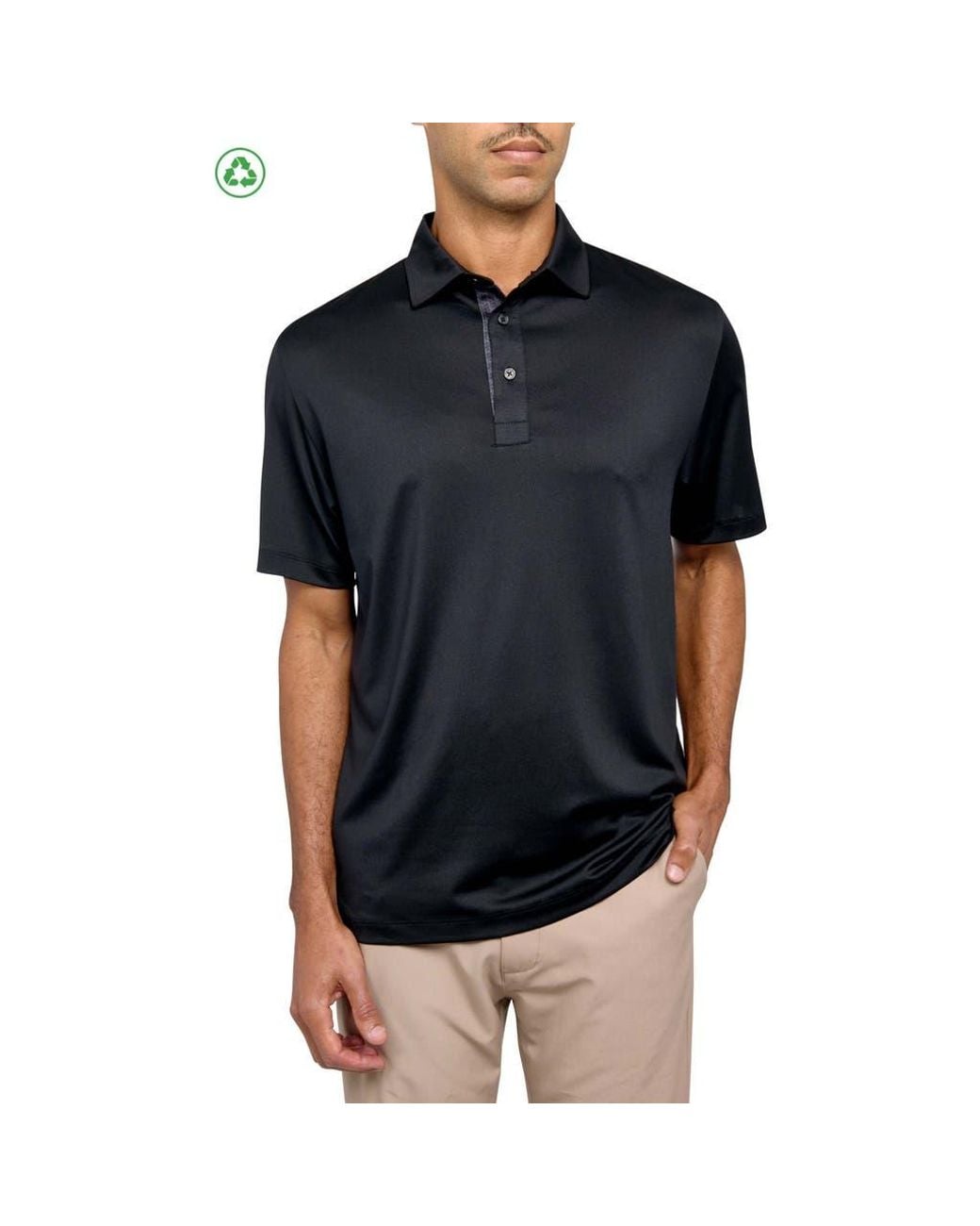 Con.struct Black Regular Fit Solid Recycled Performance Golf Polo for men