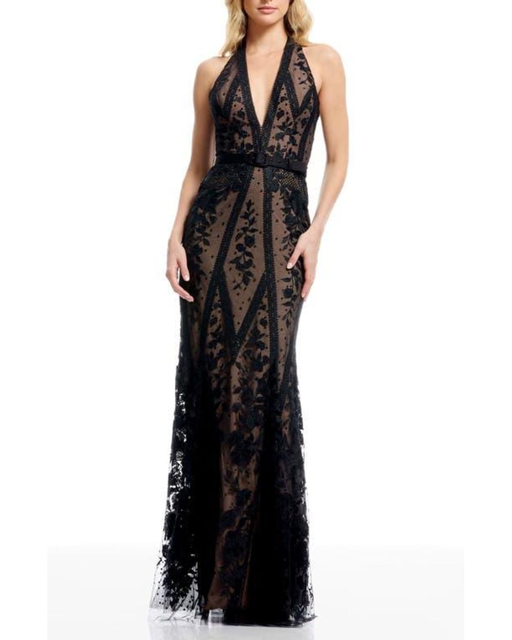 country road black lace dress Black Lace Long Sleeve Midi Dress main image 1