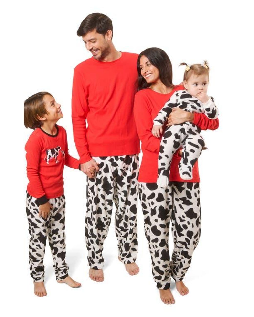 Leveret Red Cotton Top & Fleece Pants Printed Matching Family Holiday Pajama Set