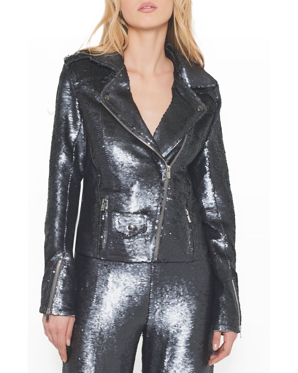 AS by DF Black Lullaby Sequin Moto Jacket