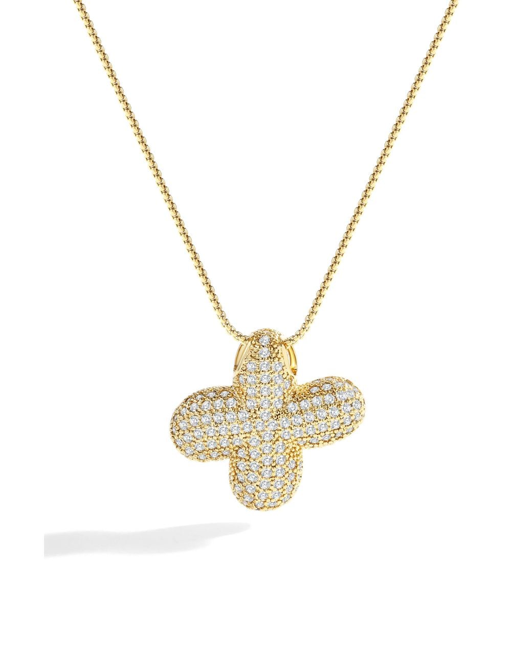 Mint & Lily Metallic Pave Bubble Initial Necklace