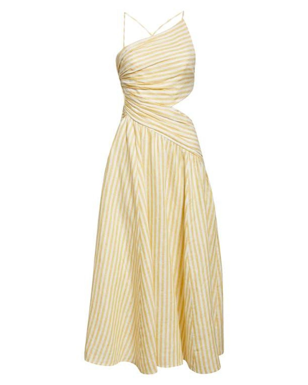 Zimmermann Cascadian Stripe Cutout Asymmetric Linen Dress in Natural | Lyst