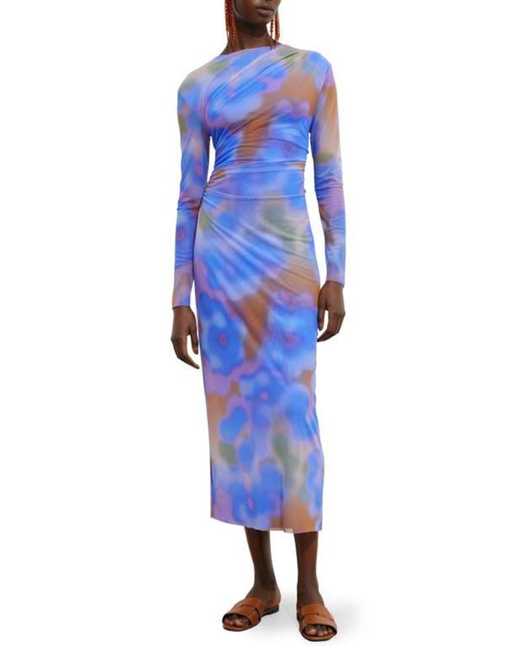 & Other Stories Abstract Print Long Sleeve Mesh Dress in Blue | Lyst & Other Stories Abstract Print Long Sleeve Mesh Dress in Blue | Lyst