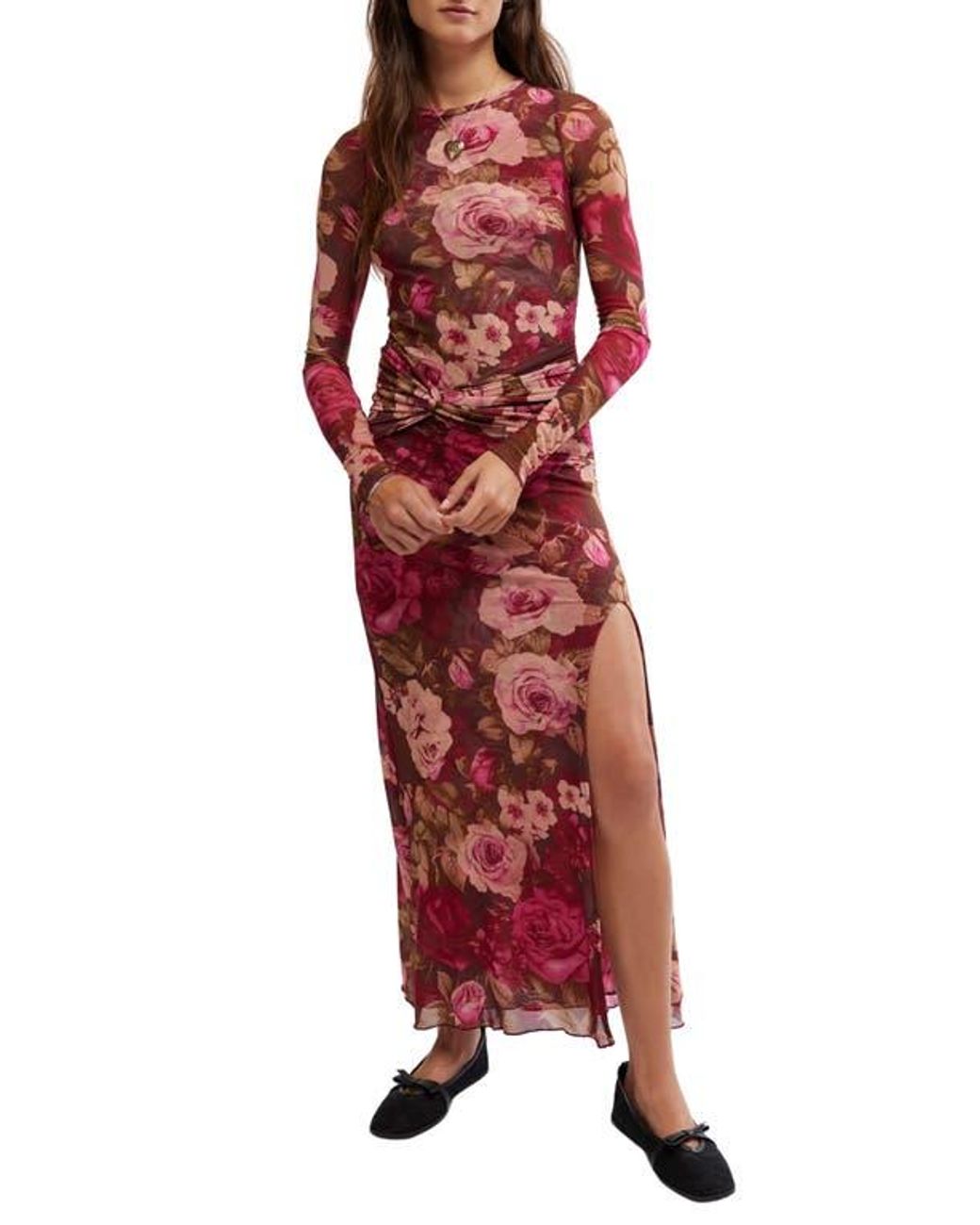 Free People Gianni Long Sleeve Stretch Mesh Body-Con Dress in Red | Lyst Free People Gianni Long Sleeve Stretch Mesh Body-Con Dress in Red | Lyst