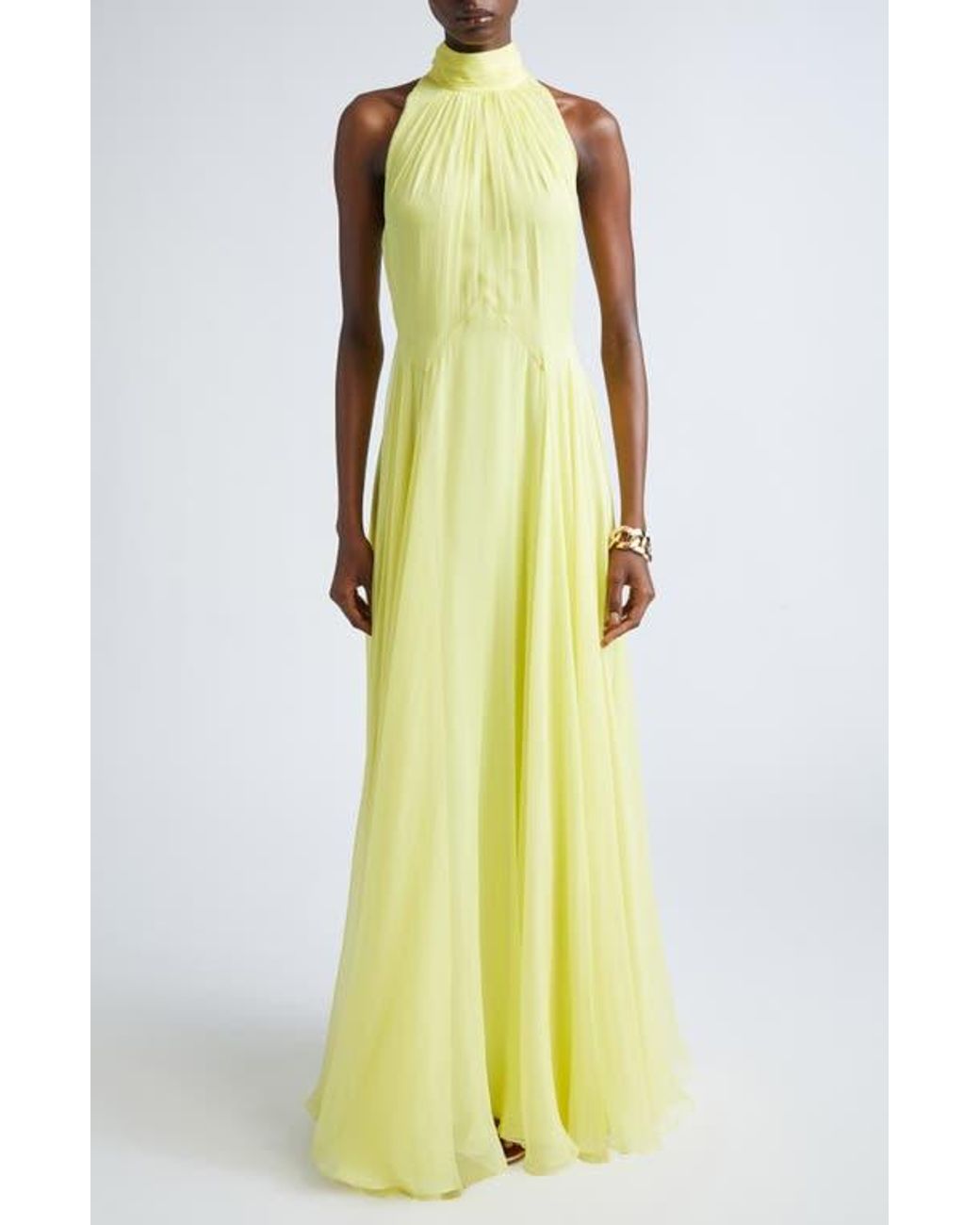 Givenchy Bow-Embellished Sleeveless Silk Maxi Dress in Yellow | Lyst