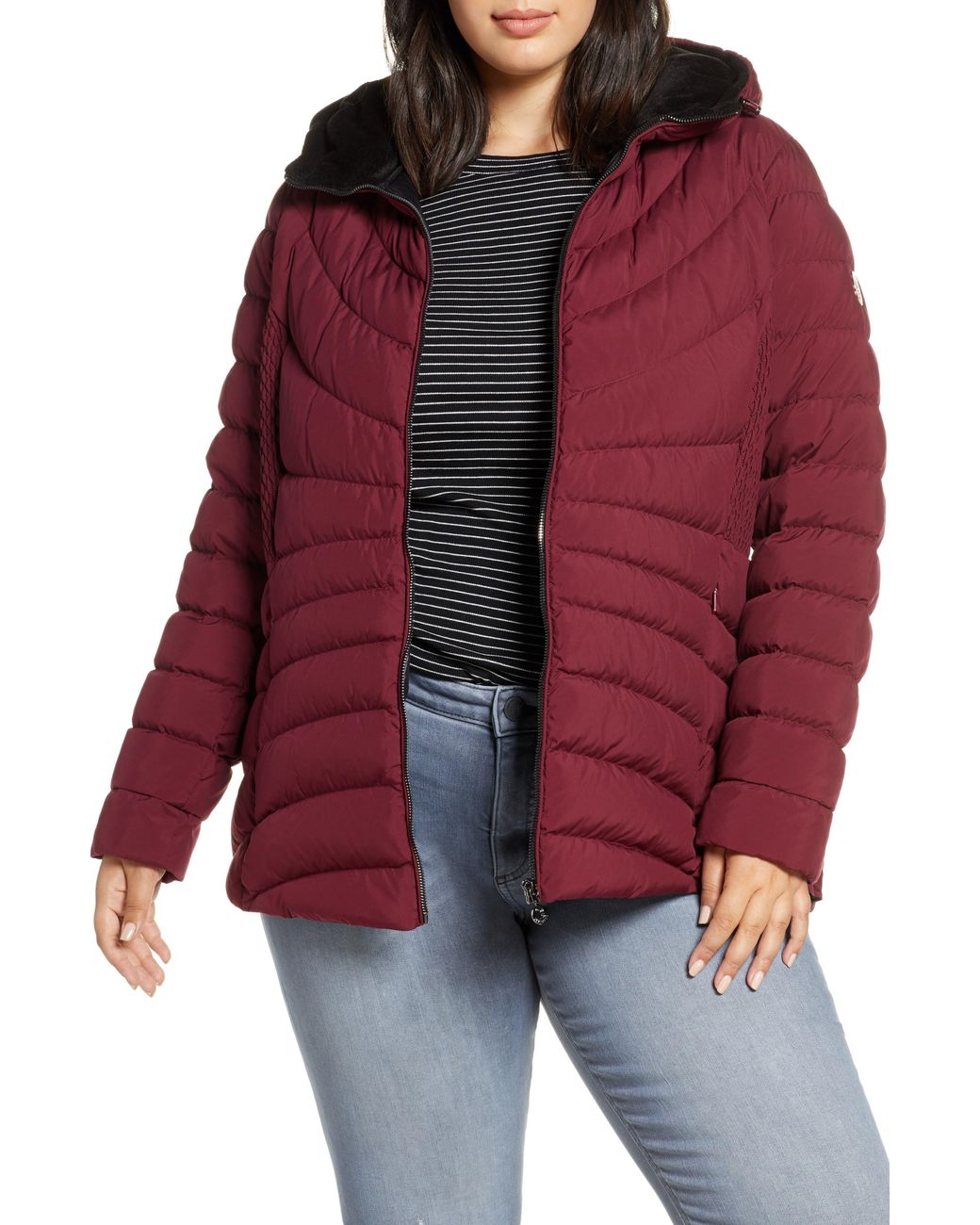Bernardo Packable Puffer Jacket With Hood in Red Lyst