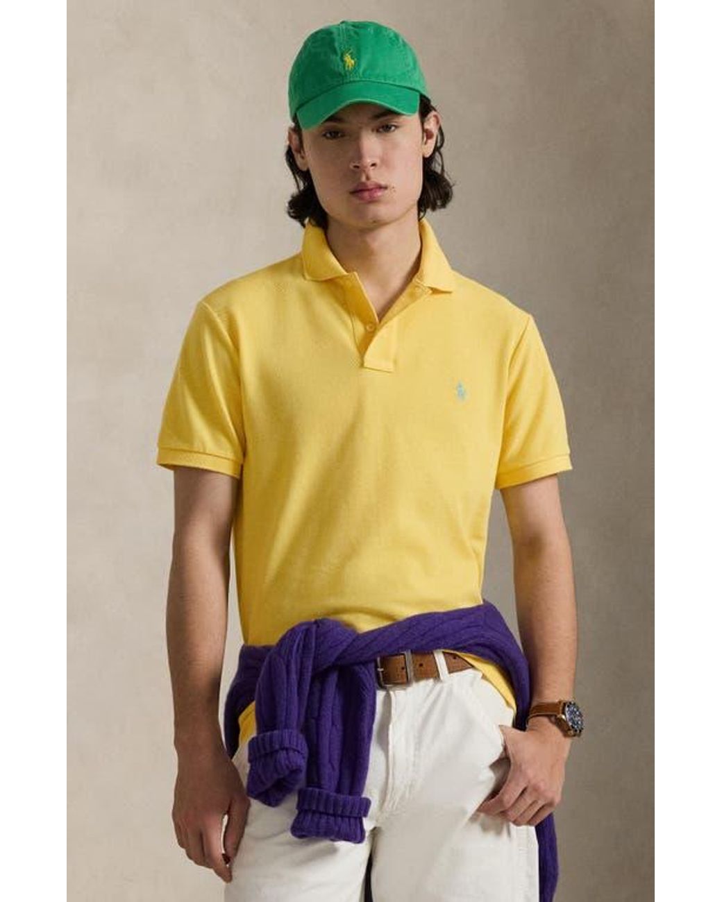 Polo Ralph Lauren The Iconic Cotton Mesh Polo in Yellow for Men | Lyst