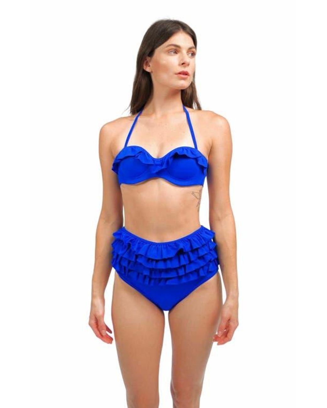 Mary Mercedes Blue Ruby Ruffle Bikini Bottom